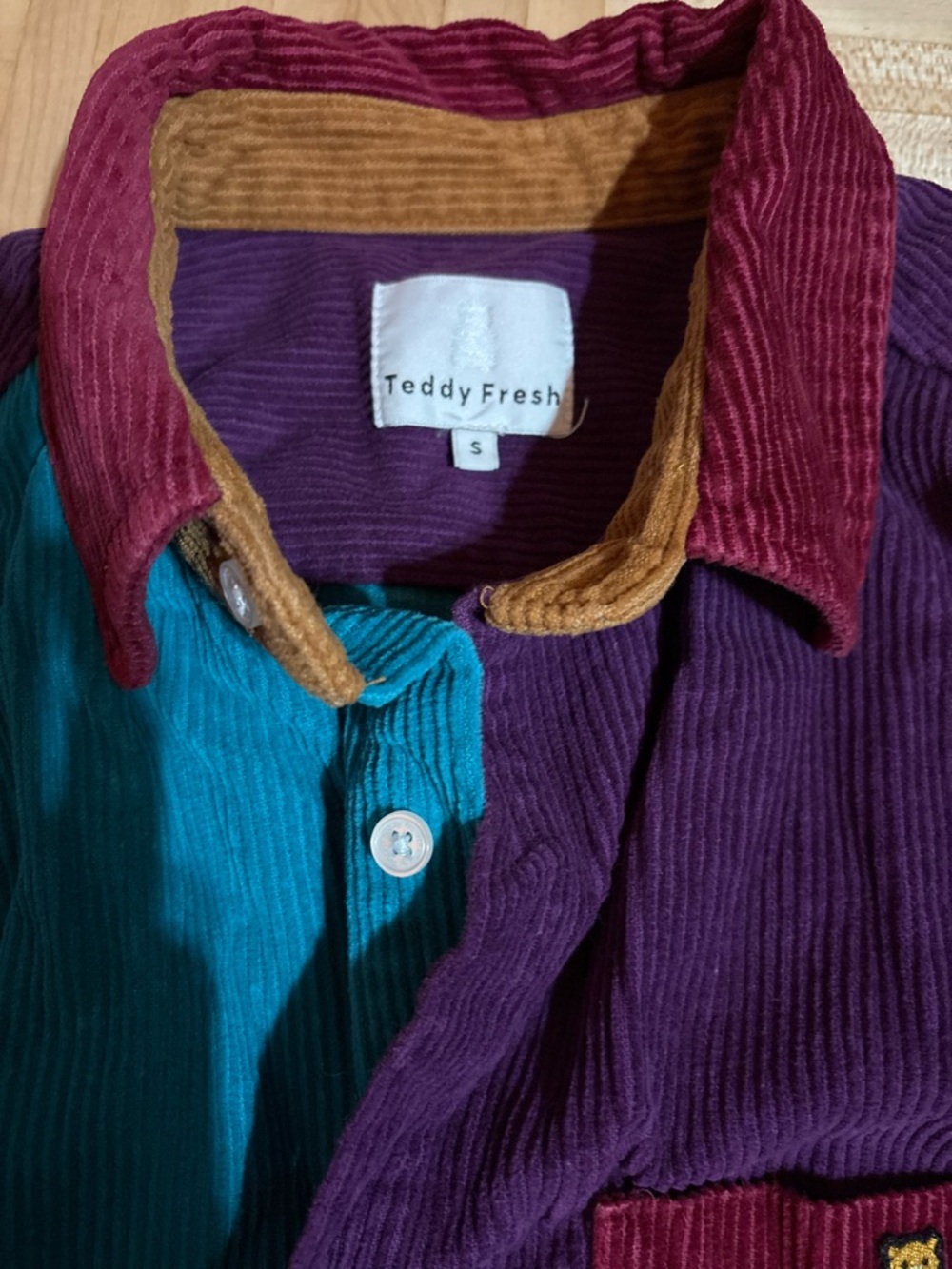 Teddy Fresh Teal, Purple, Burgundy & Mustard Corduroy Button-Up - Picture 4 of 5